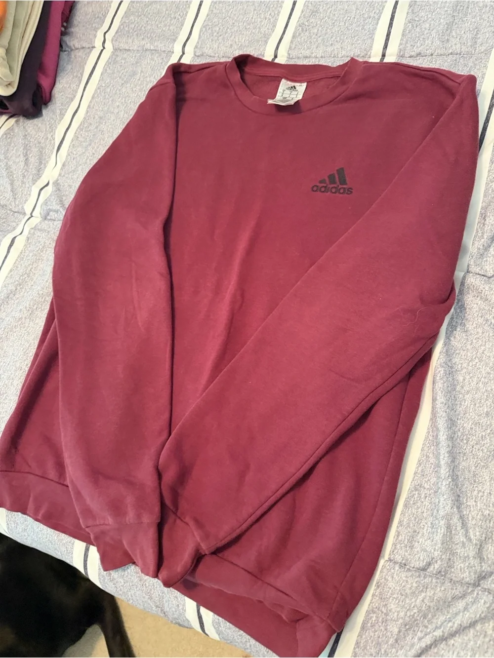 adidas Men's Crewneck Sweatshirt - Burgundy with Black Logo